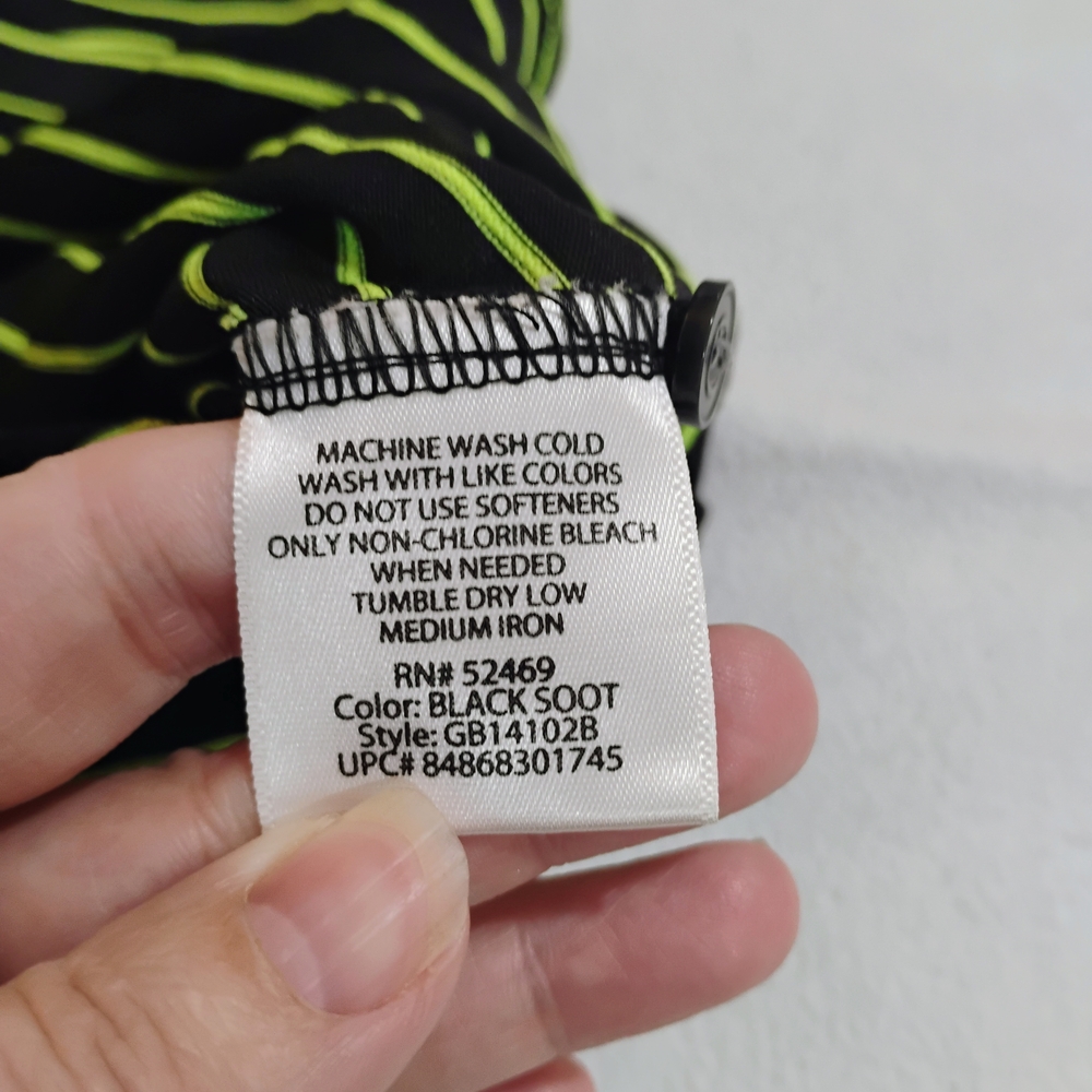 George Black Polo with Neon Green Striped Design - Picture 4 of 8